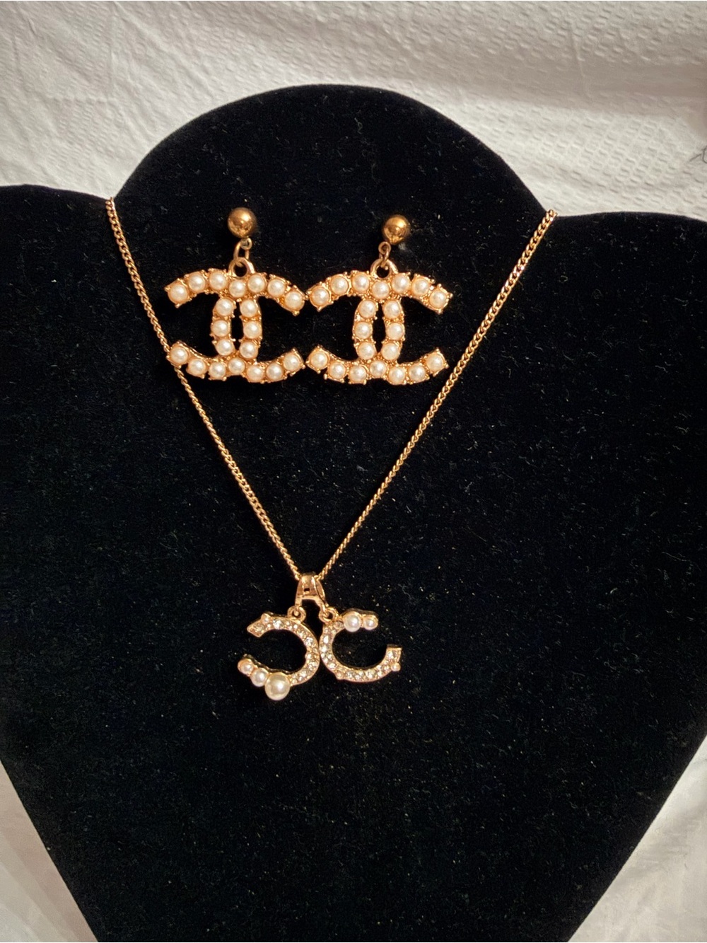 Gold-Tone Pearl CC Drop Earrings - Classic Gold & Pearl